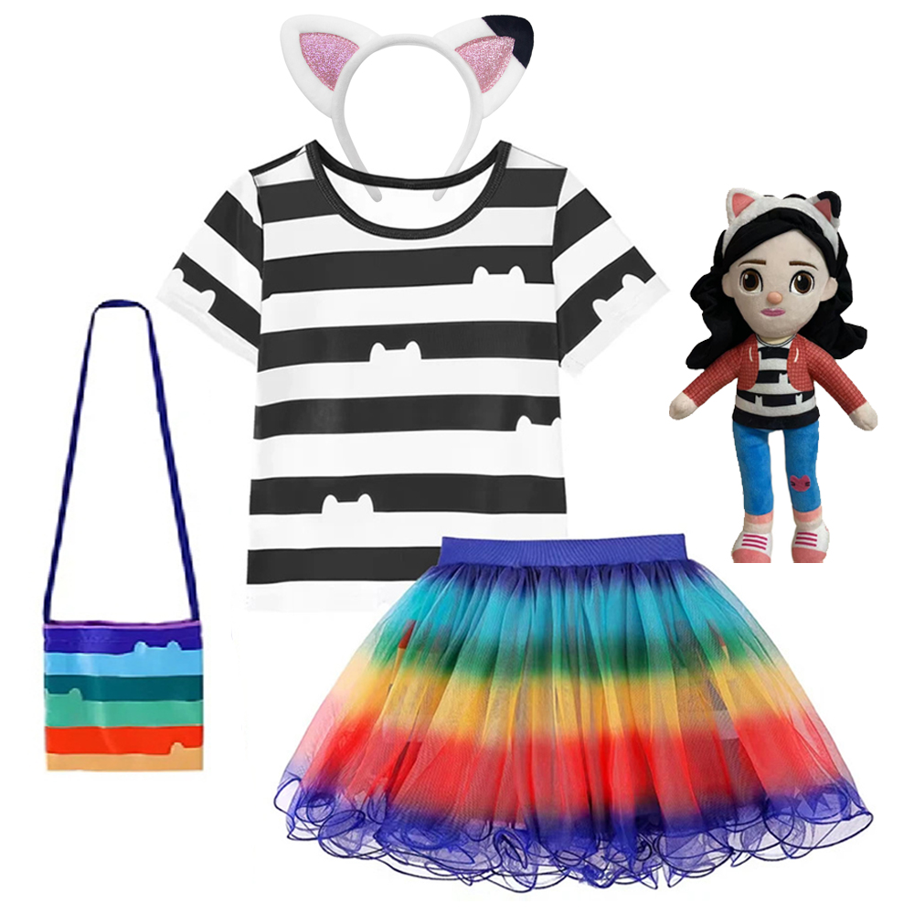 Embroidery House - Children Skirt Sets Rainbow Striped Girls