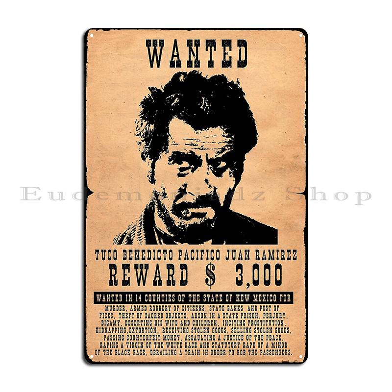 Wanted Tuco Ramirez Metal Sign - Embroidery Studio ulasan dan harga
