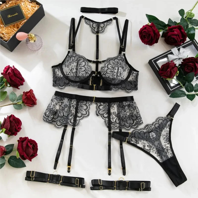 5 Piece Sexy Embroidery Underw - Embroidery Underwear ulasan dan harga