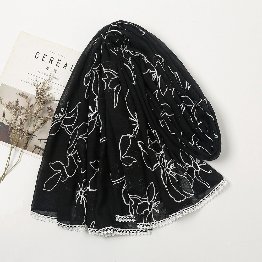 Versatile Elegant Hijab Scarf  - Embroidery Hijab ulasan dan harga