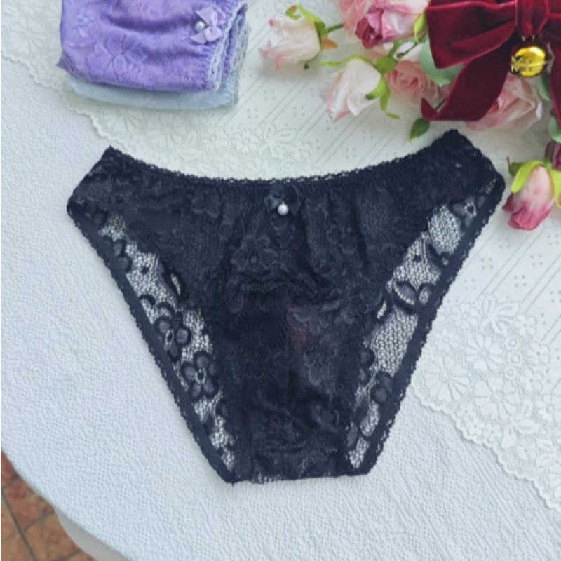 Sheer Sexy Man's Lace Panties  - Embroidery Underwear ulasan dan harga