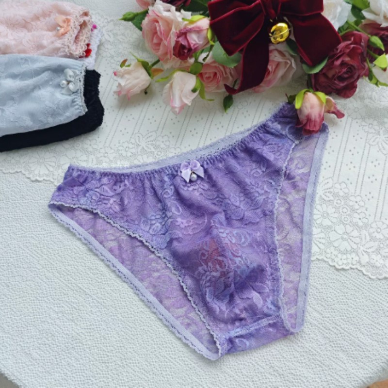 Sheer Sexy Man's Lace Panties  - Embroidery Underwear ulasan dan harga