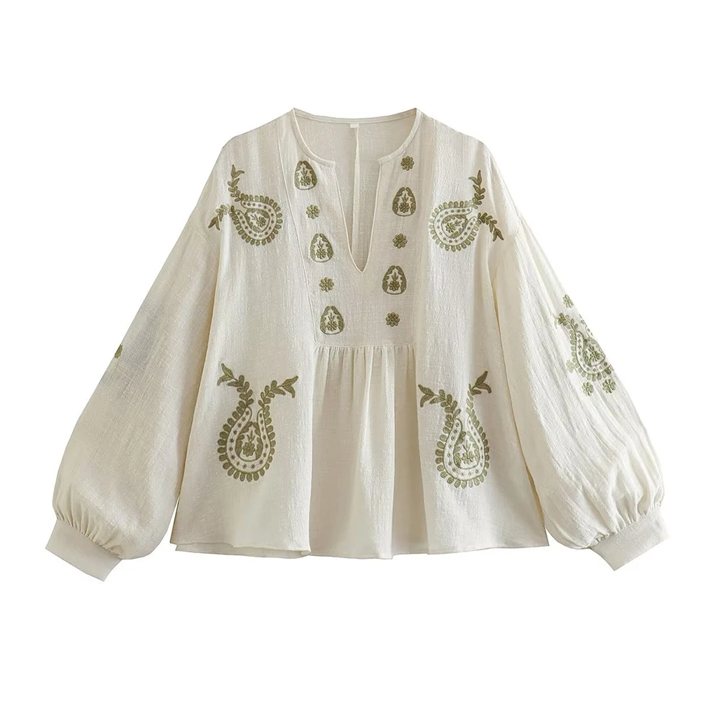 Womens New Loose Cotton Embroi - Embroidery On Shirt ulasan dan harga