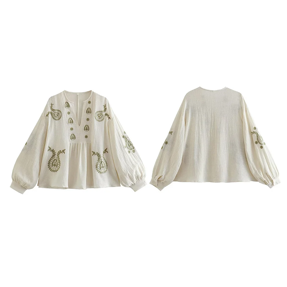 Womens New Loose Cotton Embroi - Embroidery On Shirt ulasan dan harga