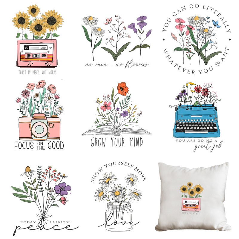 Cartoon Floral Flower Iron On  - Embroidery On Shirt ulasan dan harga