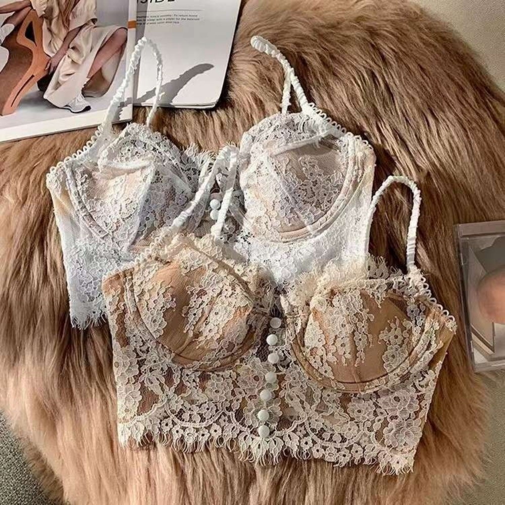 Flower Embroidery Lace Wireles - Embroidery Underwear ulasan dan harga