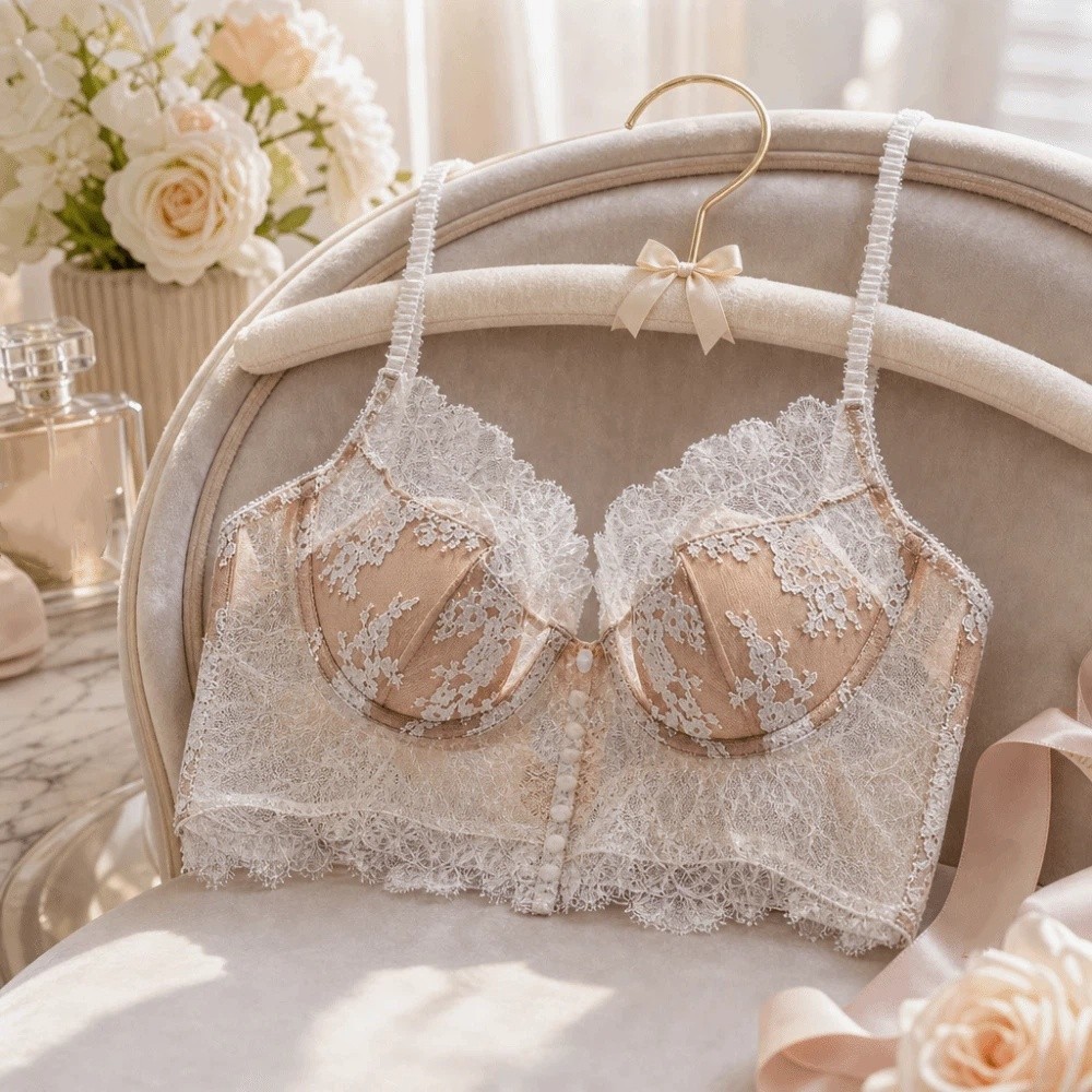 Flower Embroidery Lace Wireles - Embroidery Underwear ulasan dan harga