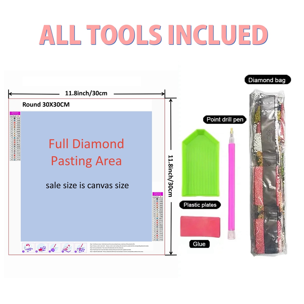 1pc frameless  5D Diamond Pain - Embroidery House ulasan dan harga