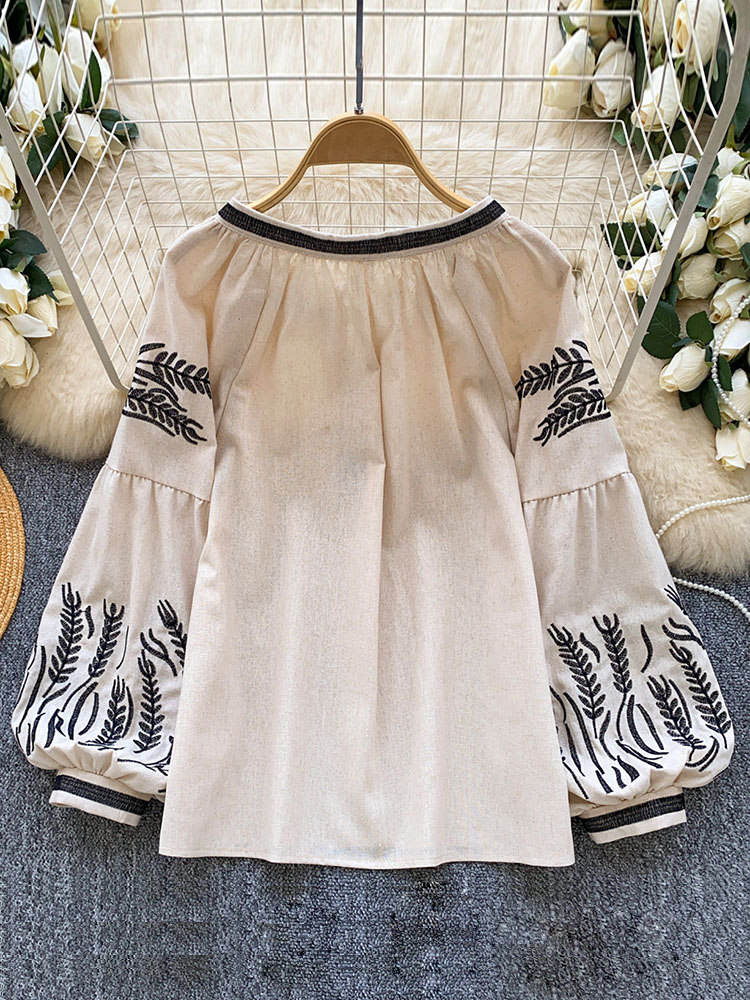 Women Bohemian-style Blouse Em - Embroidery On Shirt ulasan dan harga