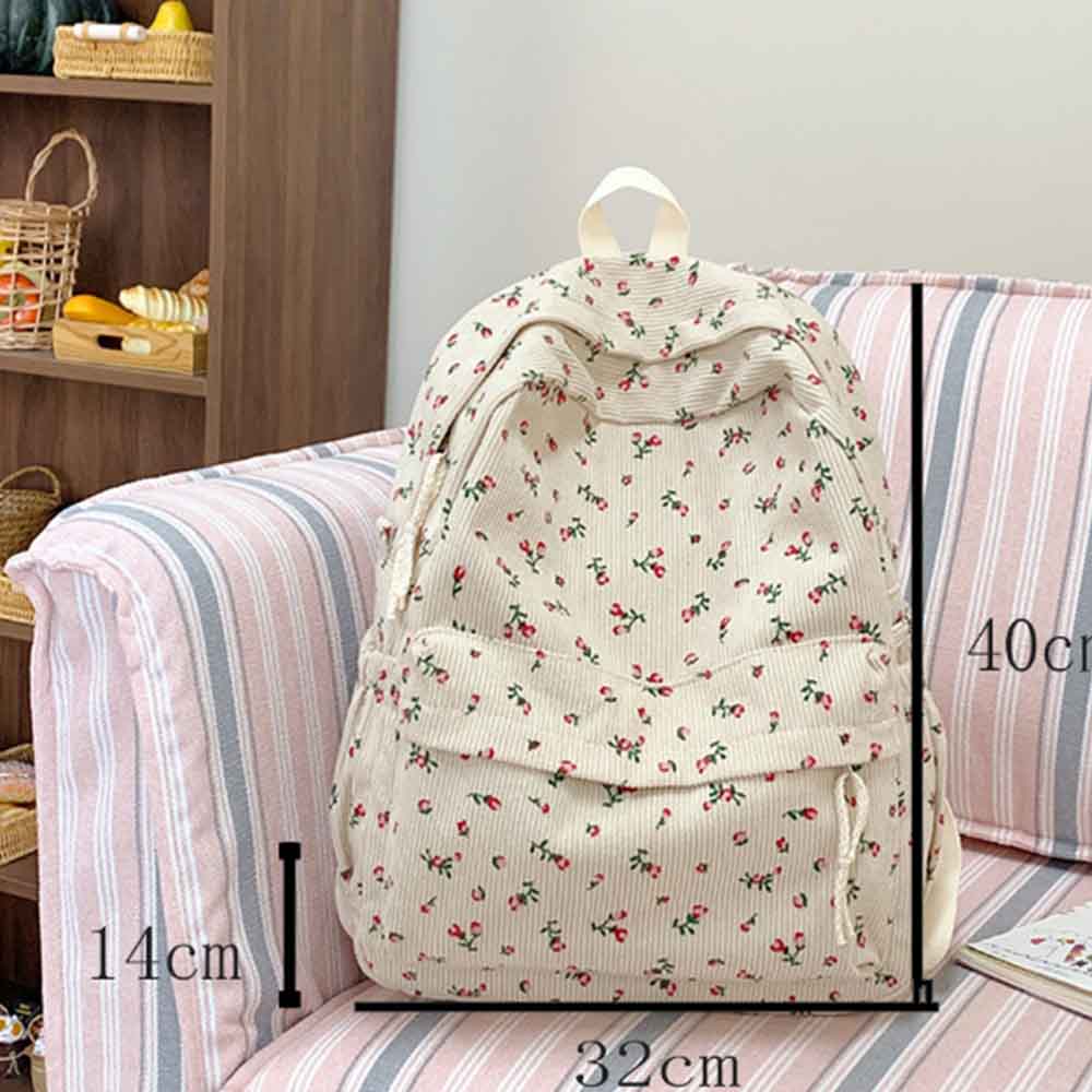 Ins Corduroy Printed Backpack, - Embroidery Name Designs ulasan dan harga