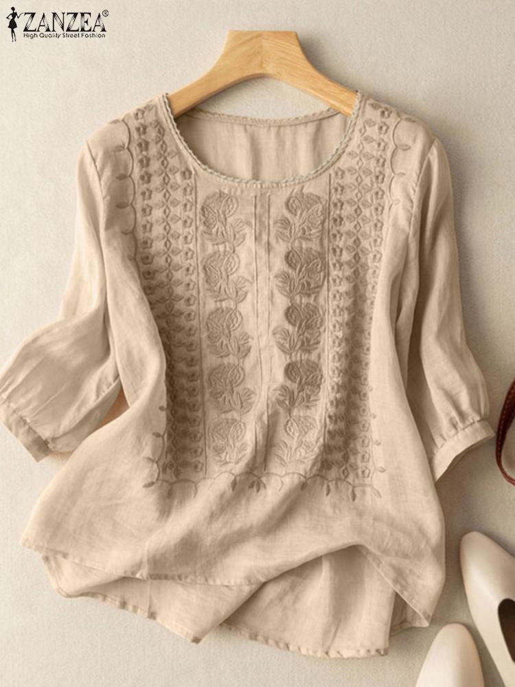 ZANZEA Elegant Women Embroider - Embroidery On Shirt ulasan dan harga