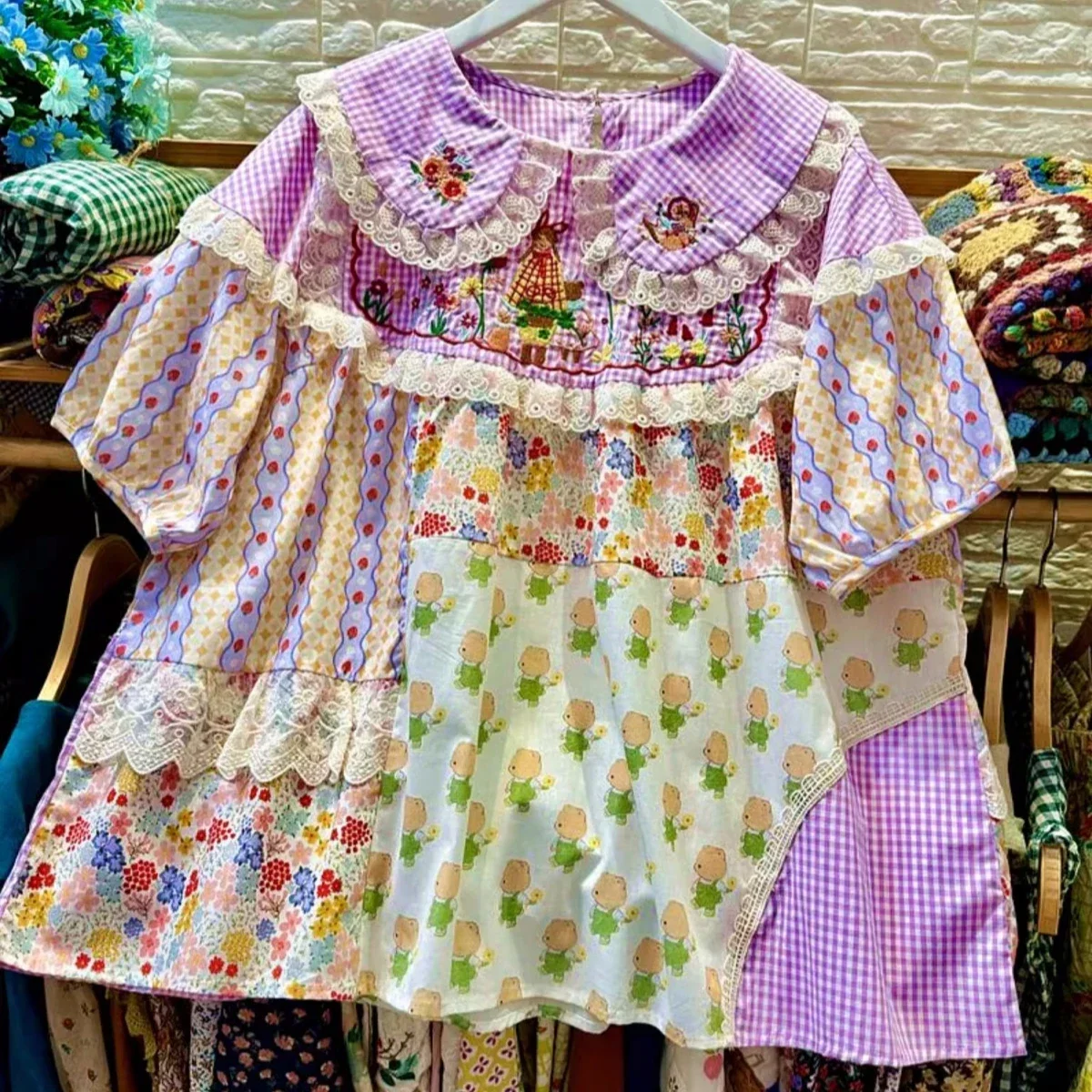 Vintage Sweet Cotton Patchwork - Embroidery On Shirt ulasan dan harga