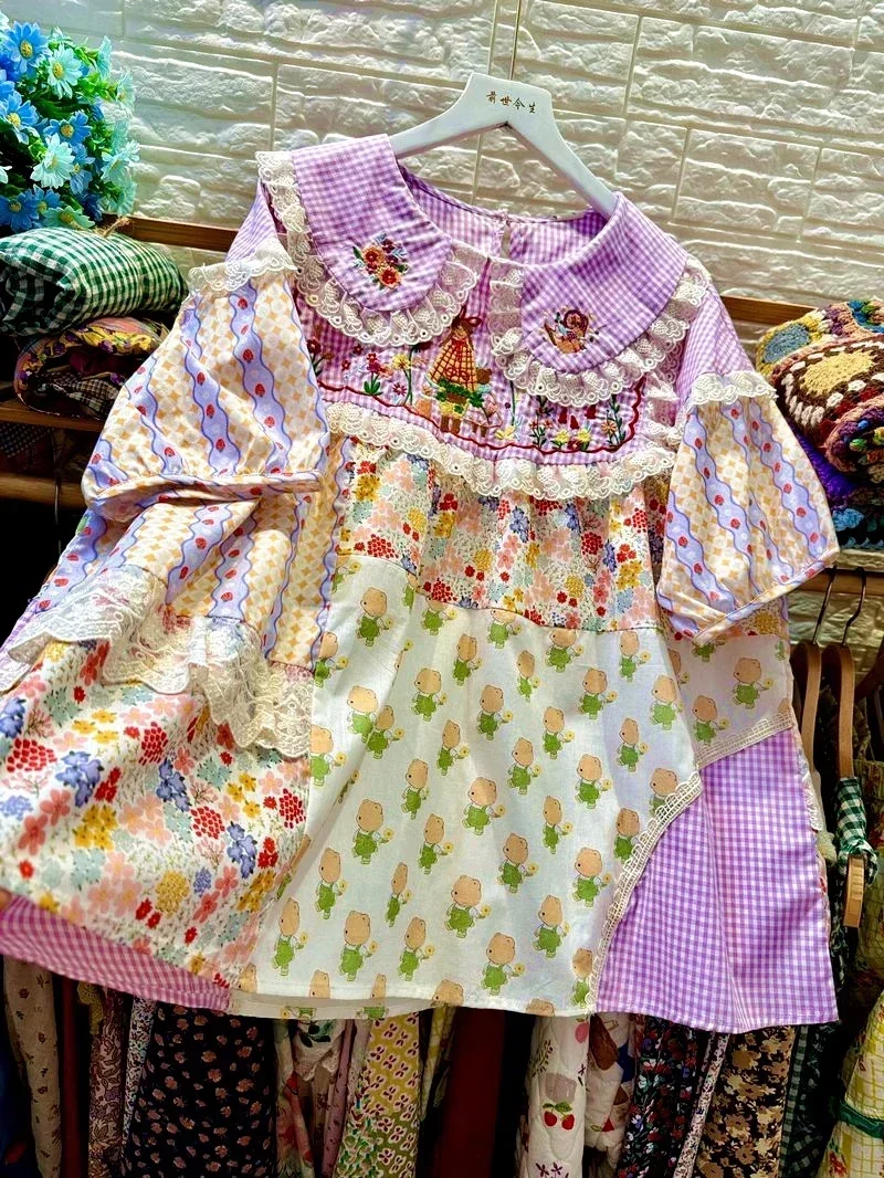 Vintage Sweet Cotton Patchwork - Embroidery On Shirt ulasan dan harga