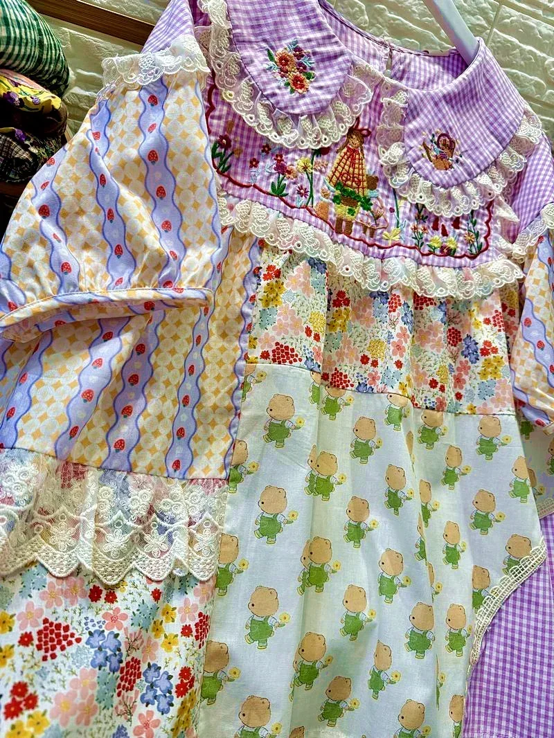 Vintage Sweet Cotton Patchwork - Embroidery On Shirt ulasan dan harga