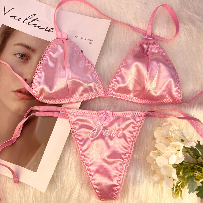 Custom Name Thongs Triangle Br - Embroidery Underwear ulasan dan harga